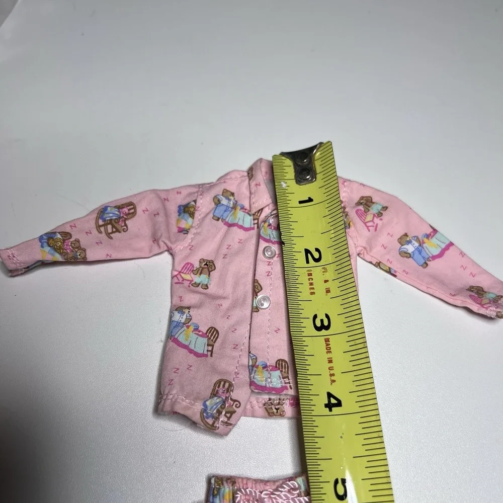 Vintage Barbie Clothing Pink Teddy Bear Button Up Pajama‎ Outfit